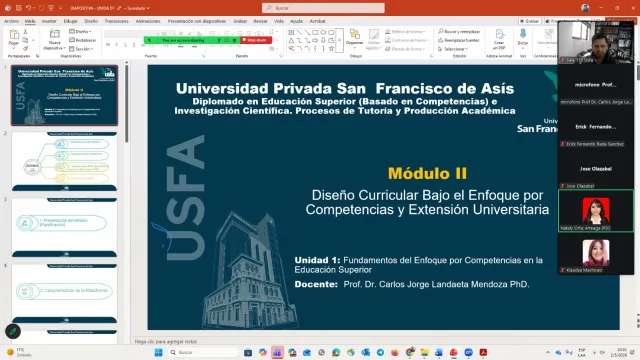 USFA inicia el Módulo 2 del Diplomado en Educación Superior e Investigación Científica con enfoque en diseño curricular por competencias
